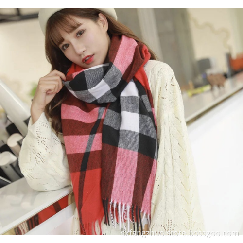 winter warm custom cashmere pashmina check scarf